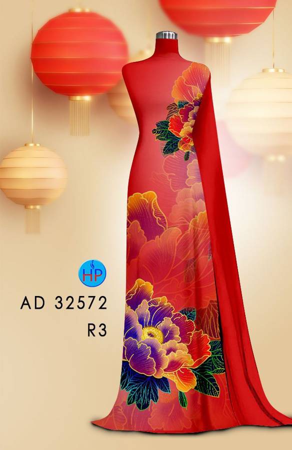 Vải Áo Dài Hoa In 3D AD 32572 13